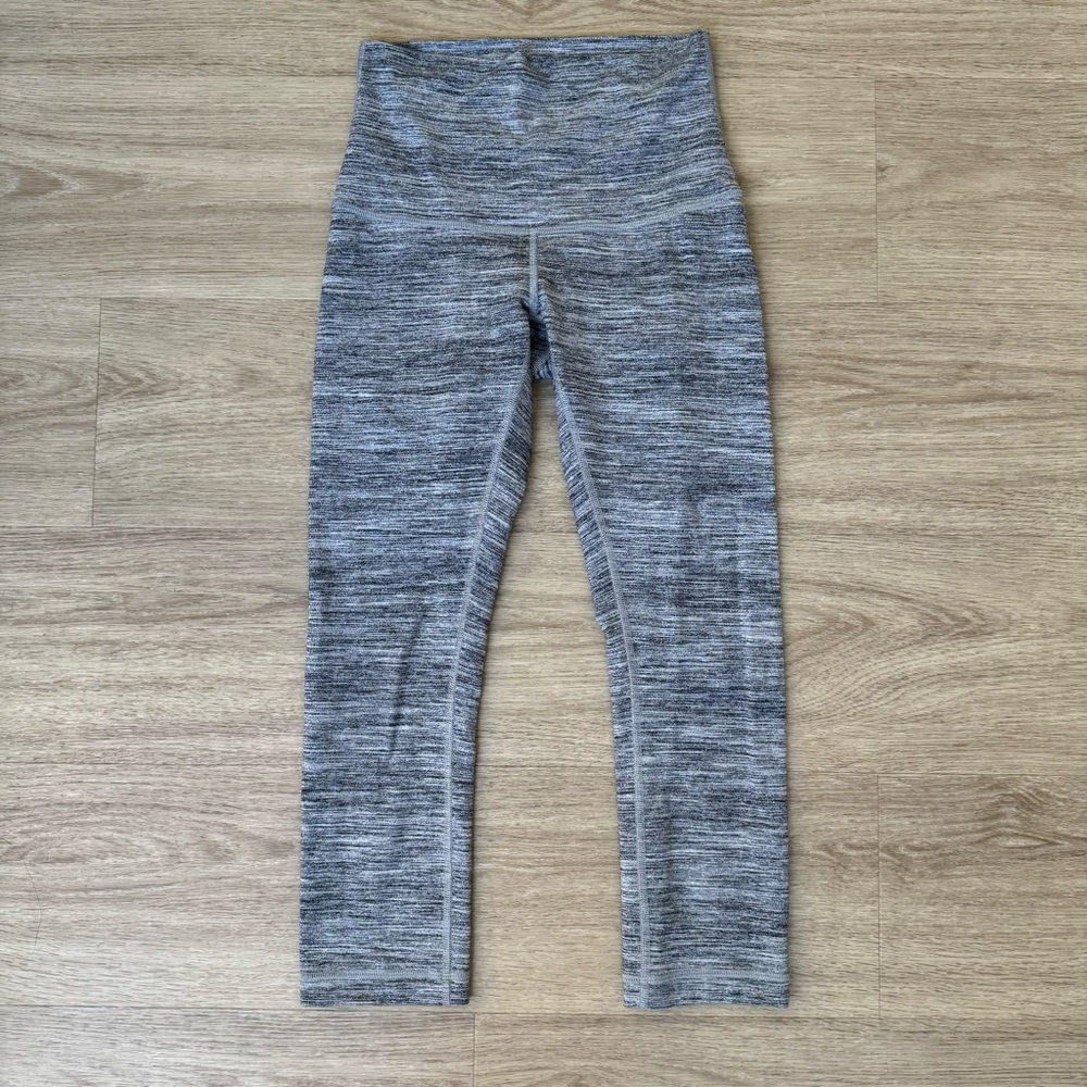 lululemon heather grey cropped workout athletic yoga gym running leggings pants